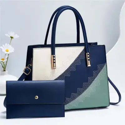 Women's Fashion Color Block Mother Bag Handbag