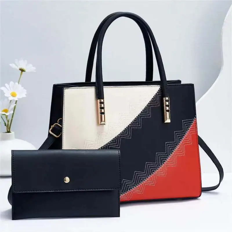 Women's Fashion Color Block Mother Bag Handbag