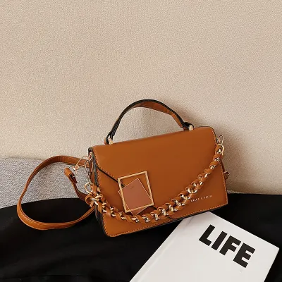 Women Fashion Solid Color Temperament PU Leather Shoulder Strap Messenger Crossbody Bag