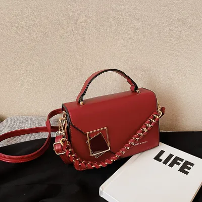Women Fashion Solid Color Temperament PU Leather Shoulder Strap Messenger Crossbody Bag