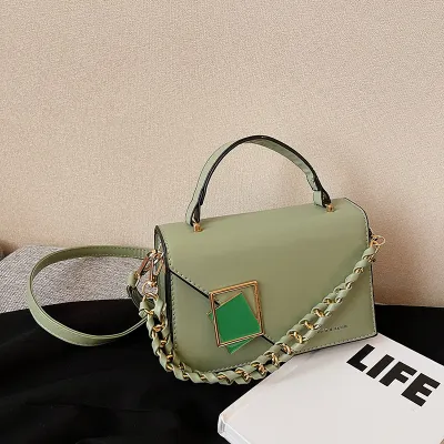 Women Fashion Solid Color Temperament PU Leather Shoulder Strap Messenger Crossbody Bag