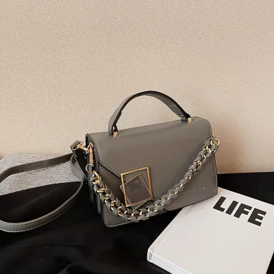 Women Fashion Solid Color Temperament PU Leather Shoulder Strap Messenger Crossbody Bag