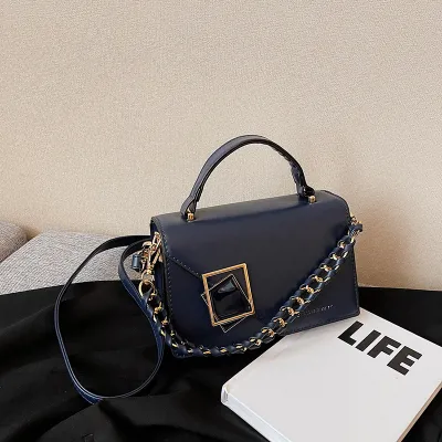 Women Fashion Solid Color Temperament PU Leather Shoulder Strap Messenger Crossbody Bag