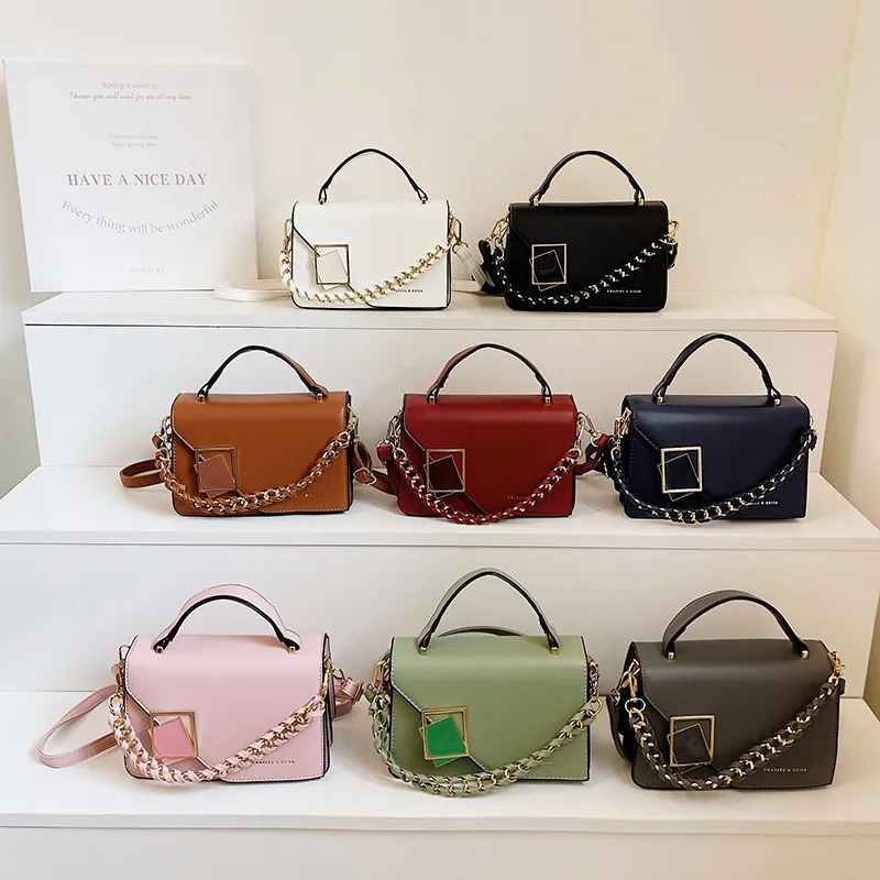 Women Fashion Solid Color Temperament PU Leather Shoulder Strap Messenger Crossbody Bag