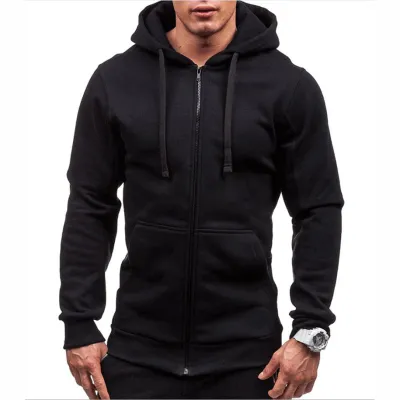Men Casual Fashion Solid Color Long-Sleeved Hoodies Cardigan
