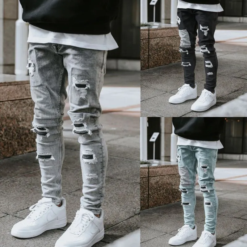 Men Fashion Ripped Skinny Denim Jeans