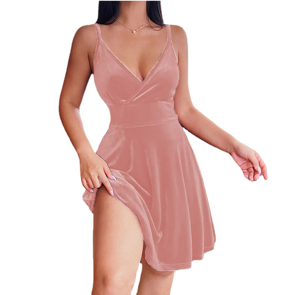 Wholesale Women Sexy High Waist Low Cut V-Neck Solid Color