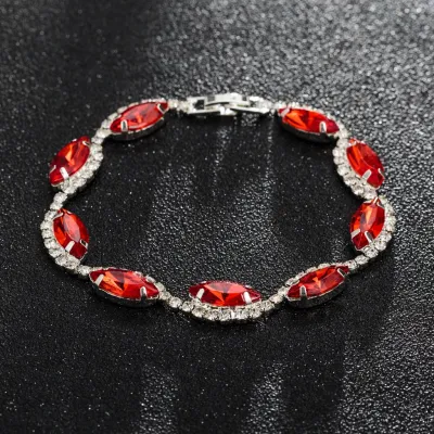 Women Sweet Simple Multicolor Pink Rhinestone Bracelet