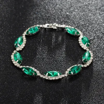 Women Sweet Simple Multicolor Pink Rhinestone Bracelet