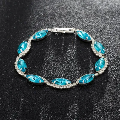 Women Sweet Simple Multicolor Pink Rhinestone Bracelet