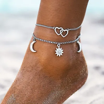 Women's Fashion Vintage Carved Elephant Heart Anklet Bracelet