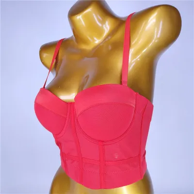 Women's Fashion Mesh Thin Sexy Corset Tank Top with Detachable Strap