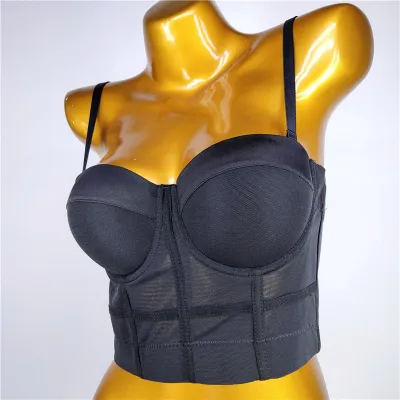 Women's Fashion Mesh Thin Sexy Corset Tank Top with Detachable Strap