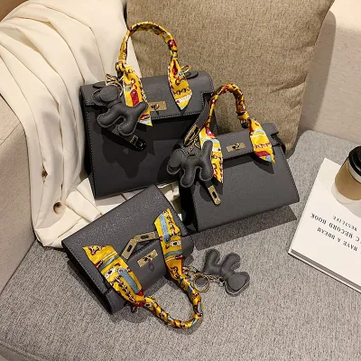 Women Fashion Simple Mini Large-Capacity Square PU Handbag