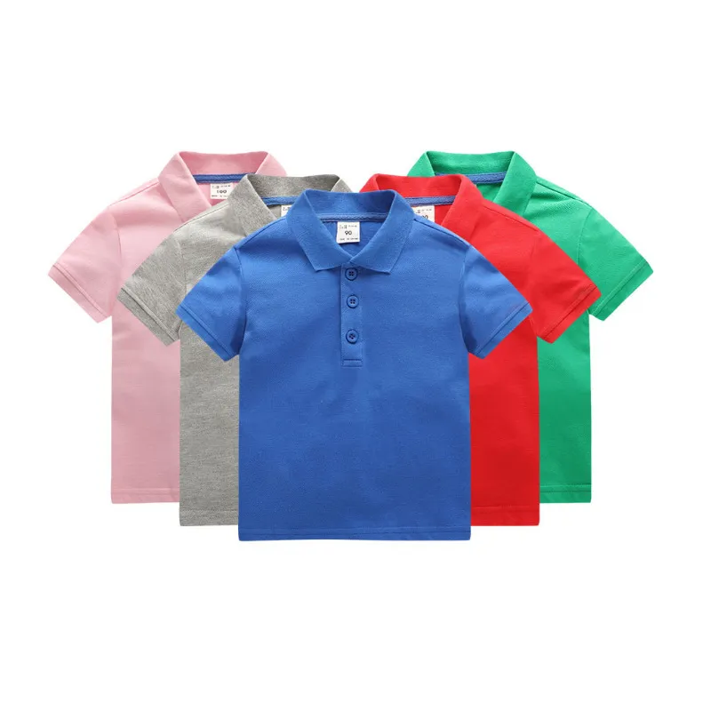 Fashion Boys Girls Solid Color Long Sleeve Basic Polo T-Shirt for Toddlers Unisex Kids Cotton Lapel Collar