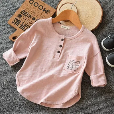 Children Kids Toddlers Fashion Boys Long Sleeve Basic Cotton T-Shirt Casual Unisex Top