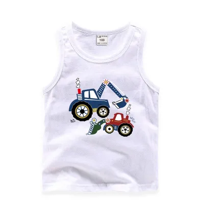 Children Kids Toddlers Fashion Boys Car Print Sleeveless Cotton Vest
