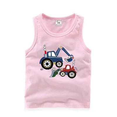 Children Kids Toddlers Fashion Boys Car Print Sleeveless Cotton Vest