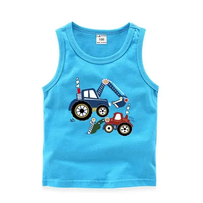 Children Kids Toddlers Fashion Boys Car Print Sleeveless Cotton Vest