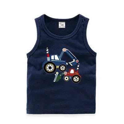 Children Kids Toddlers Fashion Boys Car Print Sleeveless Cotton Vest