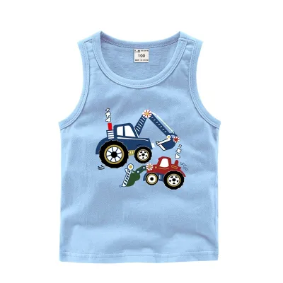Children Kids Toddlers Fashion Boys Car Print Sleeveless Cotton Vest