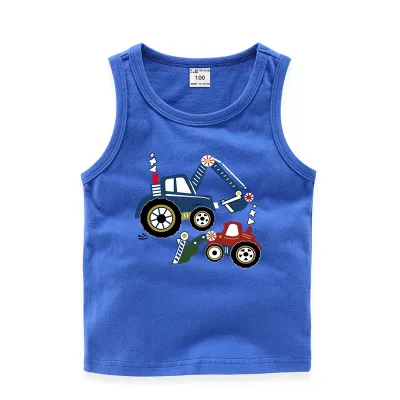 Children Kids Toddlers Fashion Boys Car Print Sleeveless Cotton Vest