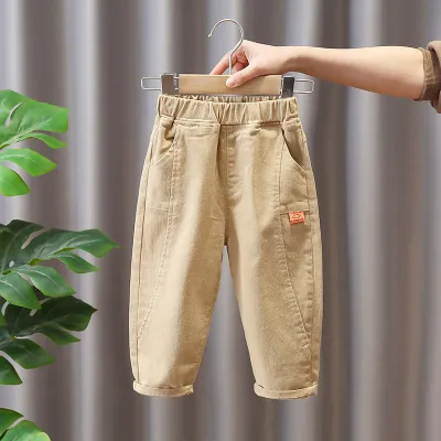 Children Kids Toddlers Fashion Boys Solid Color Sports Casual Basic Pants Cotton