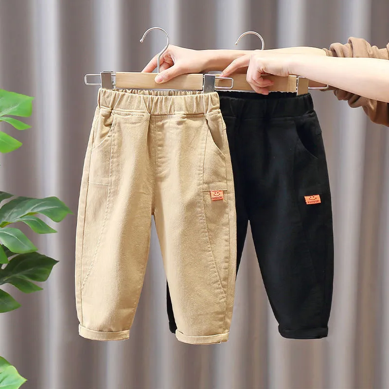 Children Kids Toddlers Fashion Boys Solid Color Sports Casual Basic Pants Cotton