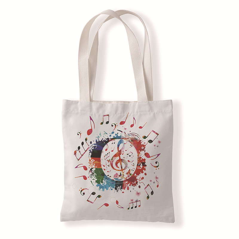 Wholesale Women Fashion Guitar Music Notes Canvas Tote Bag