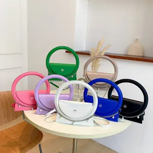 Women Candy Color Small PU Crossbody Bag