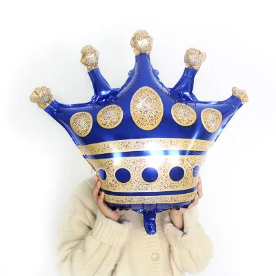 Medium Sapphire Blue Crown Shape Aluminum Film Balloon Birthday Party Decoration
