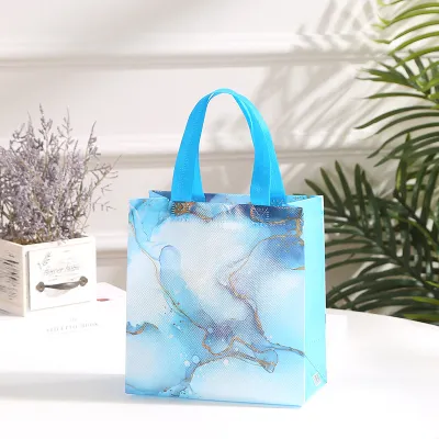 Marble Pattern Non-Woven Waterproof Printed Shopping Tote Bag Organizer