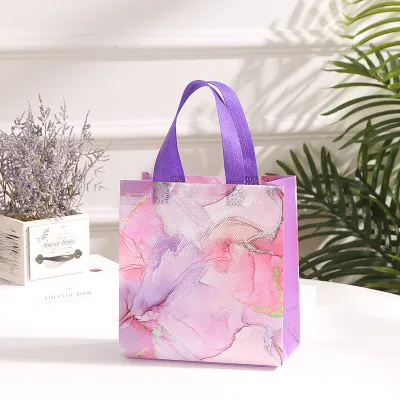 Marble Pattern Non-Woven Waterproof Printed Shopping Tote Bag Organizer