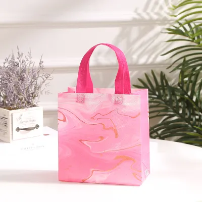 Marble Pattern Non-Woven Waterproof Printed Shopping Tote Bag Organizer