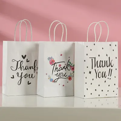 Kraft Paper Printed Alphabet Gift Shopping Packaging Tote Bag