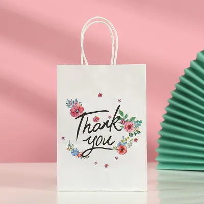 Kraft Paper Printed Alphabet Gift Shopping Packaging Tote Bag