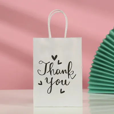 Kraft Paper Printed Alphabet Gift Shopping Packaging Tote Bag