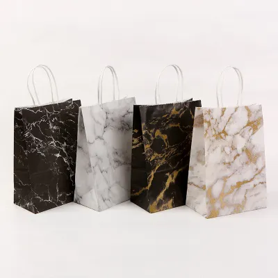 Kraft Paper Marble Series Creative Portable Gift Packaging Shopping Bags