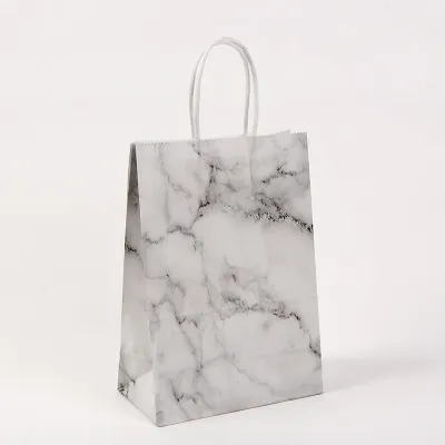 Kraft Paper Marble Series Creative Portable Gift Packaging Shopping Bags