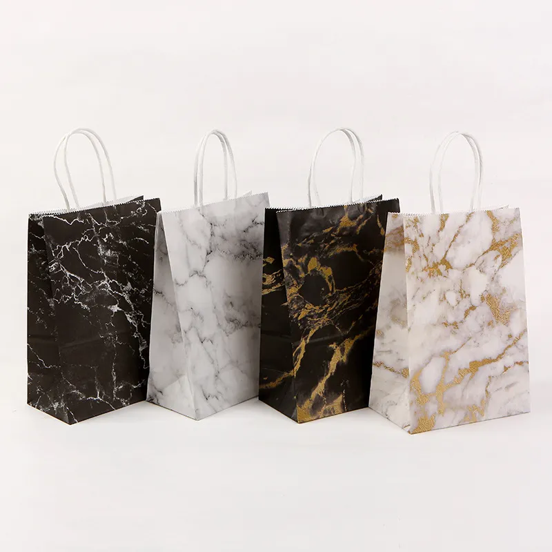 Kraft Paper Marble Series Creative Portable Gift Packaging Shopping Bags