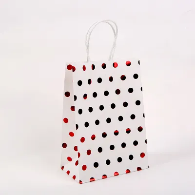 Kraft Paper Foil Stamping Gift Shopping Tote Packaging Bag - 21*15*8cm