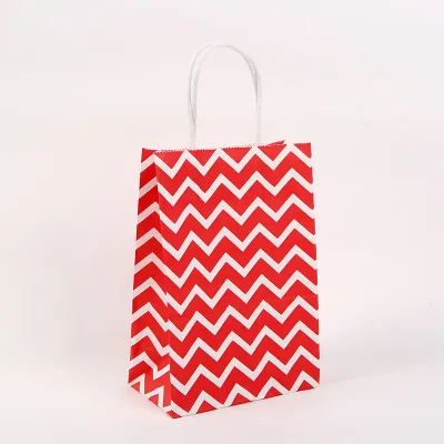 Kraft Paper Wavy Print Shopping Tote Packaging Bag