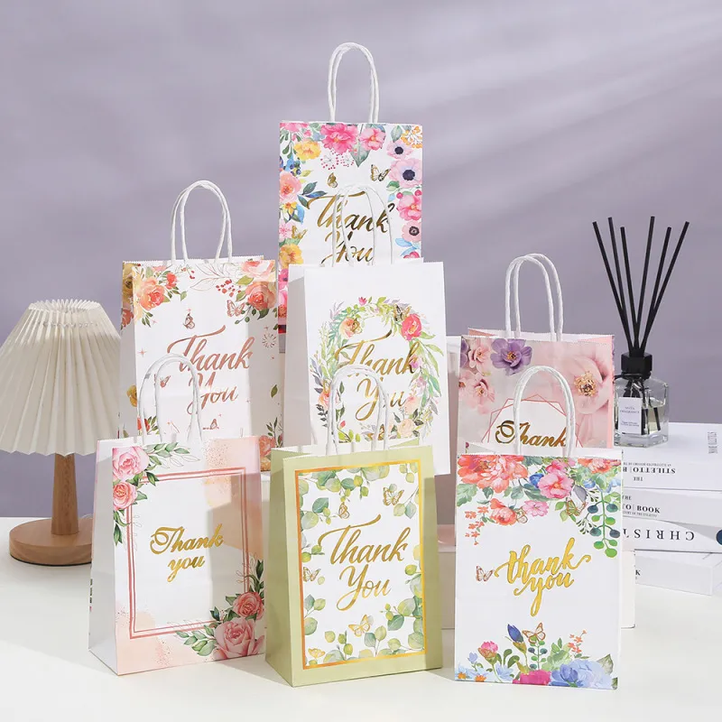 Creative Foil Stamping Kraft Paper Gift Tote Shopping Bag