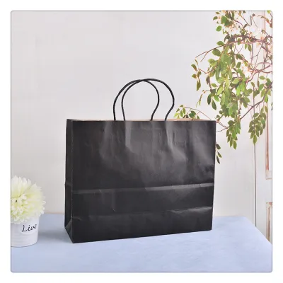 Kraft Paper Gift Tote Bag Solid Color Reusable Shopping Bags