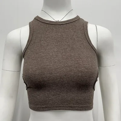 Women Backless Crop Tank Top Slim Fit Solid Color