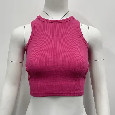 Women Backless Crop Tank Top Slim Fit Solid Color