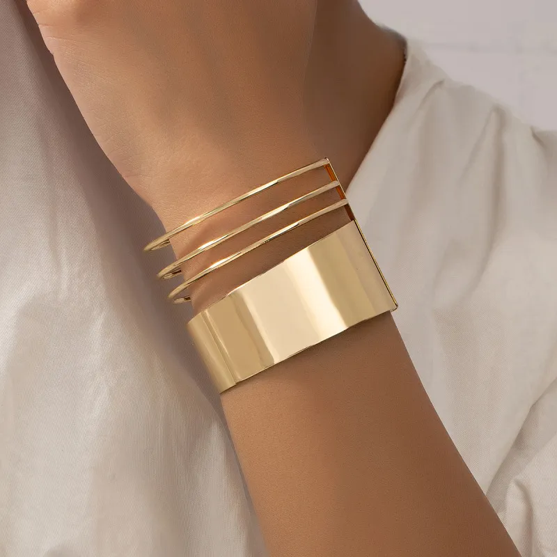 Women Fashion Metal Punk Open Hollow Bracelet