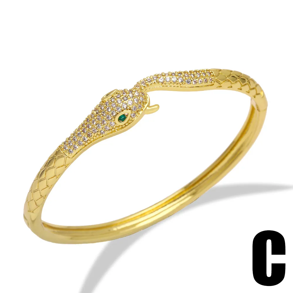  Diamond Zircon Snake Bracelets Gold Open Bangle Cuff