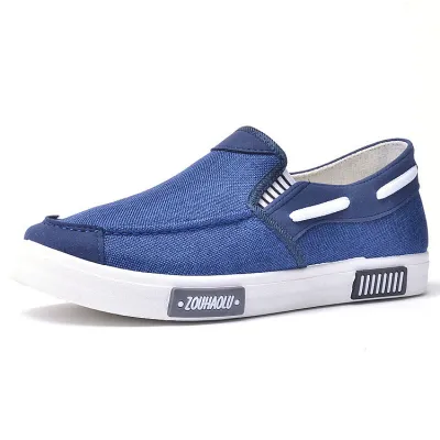 Men Casual Canvas Color Block Flat Shoes Low Top