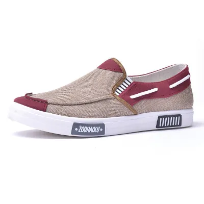 Men Casual Canvas Color Block Flat Shoes Low Top